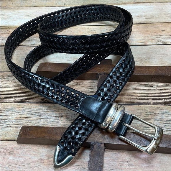 Men’s Black Leather Belt Size 58 Roundtree & Yorke - Picture 10 of 10